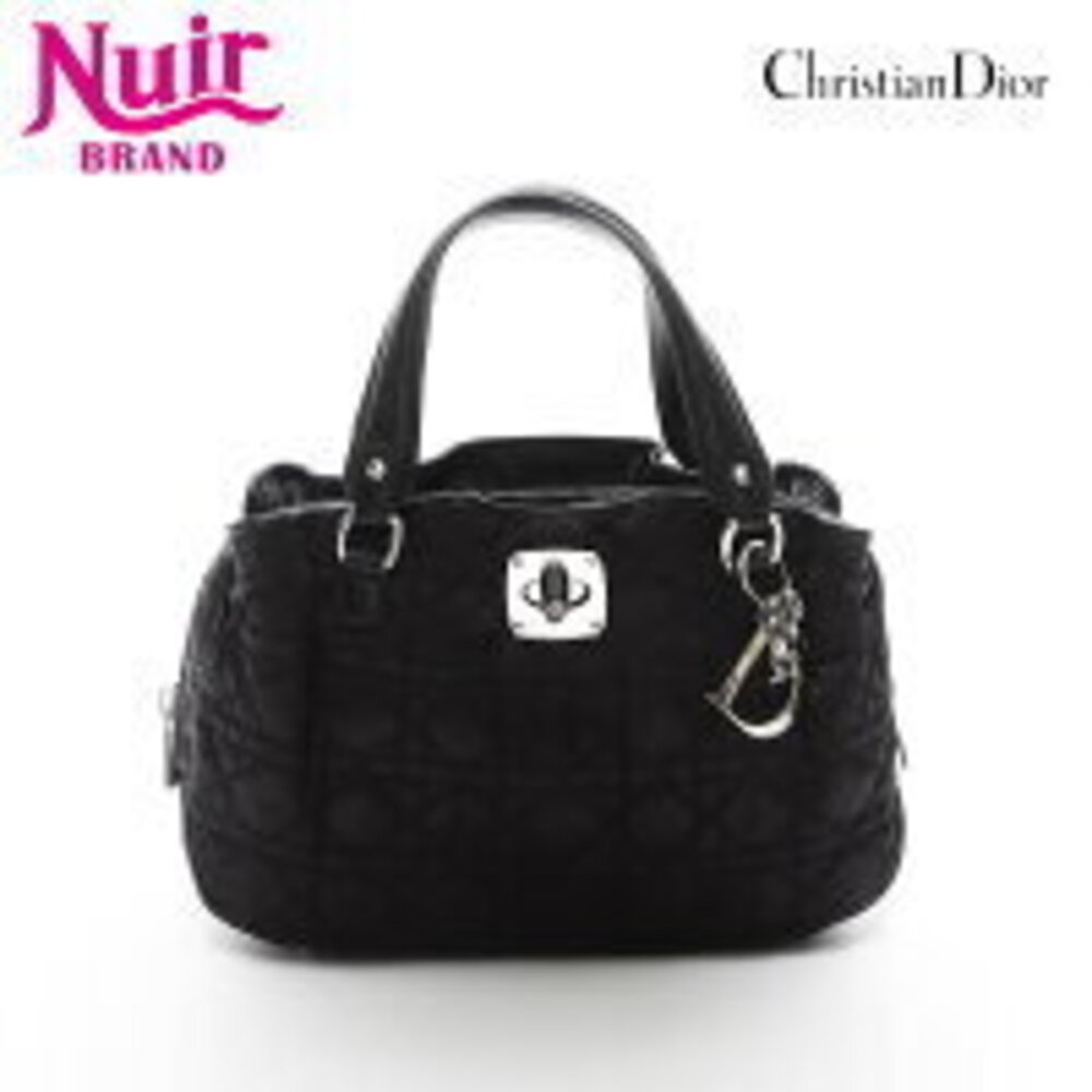 Christian Dior Cannage Quilted Shoulder Bag Black